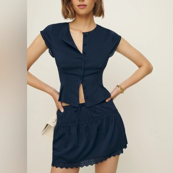 Reformation Dresses & Skirts - NEW Reformation Valetta Two Piece Matching Skirt Set in Navy Blue | size 4
